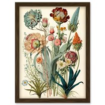 Ernst Haeckel Inspired Vintage Botanical Plant Study Modern Watercolour Painting Illustration Artwork Framed Wall Art Print A4