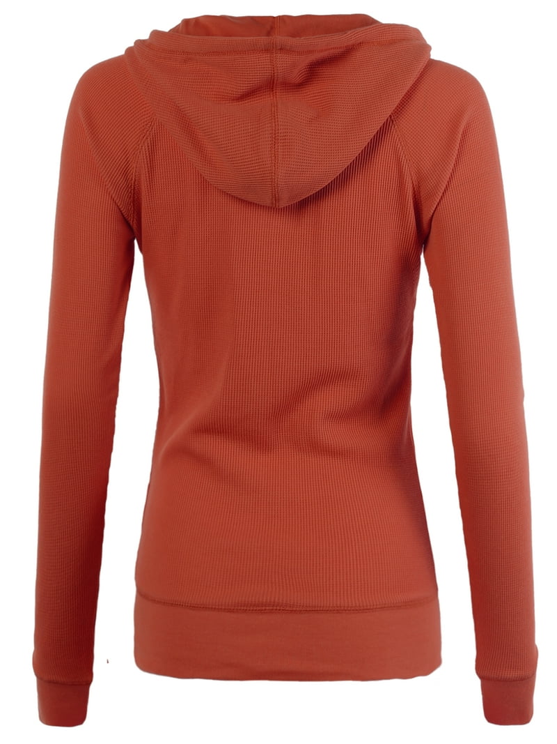 A2Y Women's Casual Fitted Lightweight Pocket Zip Up Hoodie Rust