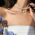 thumbnail image 4 of Collar de gargantilla de perlas Collares cortos Fila de cristal de plata Collar con colgante de perlas Joyas para mujeres y niñas TUNC Sencillez, 4 of 5