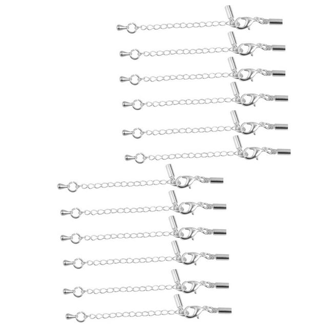 Extensor de cadena de plata de 12 pulgadas con cierre de pinza de langosta
