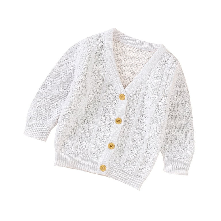 Sunisery Newborn Infant Baby Girls Cardigan Sweater Long Sleeve Button Down Knitted Outwear Fall Winter Clothes White 3 6 Months