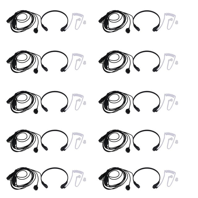 10X MicróFono de Garganta Vibración Auricular Auricular para Radio Bidireccional Uv-5R Uv-82 Uv-B6 -888S