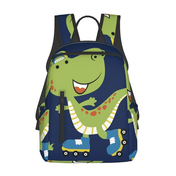 Vsdgher Dino Playing Roller Skate Pattern Travel Laptop Backpack,Lightweight Backpack Travel Hiking Daypack Backpack Work Bag for Men Women