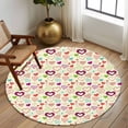 thumbnail image 2 of Large Round Rug 8Ft Washable Non-Slip, Valentine's Day Circle Area Rugs for Living Room Bedroom, Heart Love Modern Country Light Yellow Indoor Floor Mats Carpet Runner for Home Decor, 2 of 8