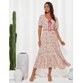 thumbnail image 2 of Vestido de verano Grace Karin 2025 de manga corta con estampado floral, beige y rosa, 2 of 3