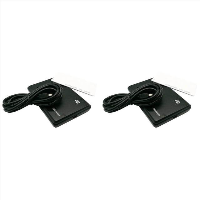 2X RFID Smart Card Reader with USB Port, 13.56MHz IC Card, Contactless Sensitivity, Support Window System Linux,2 x RFID Smart Card Reader 2 x USB cable 2 x 13.56MHz IC Card,black