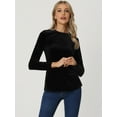 thumbnail image 3 of Blusa casual de terciopelo Allegra K para mujer Negro XS, 3 of 5