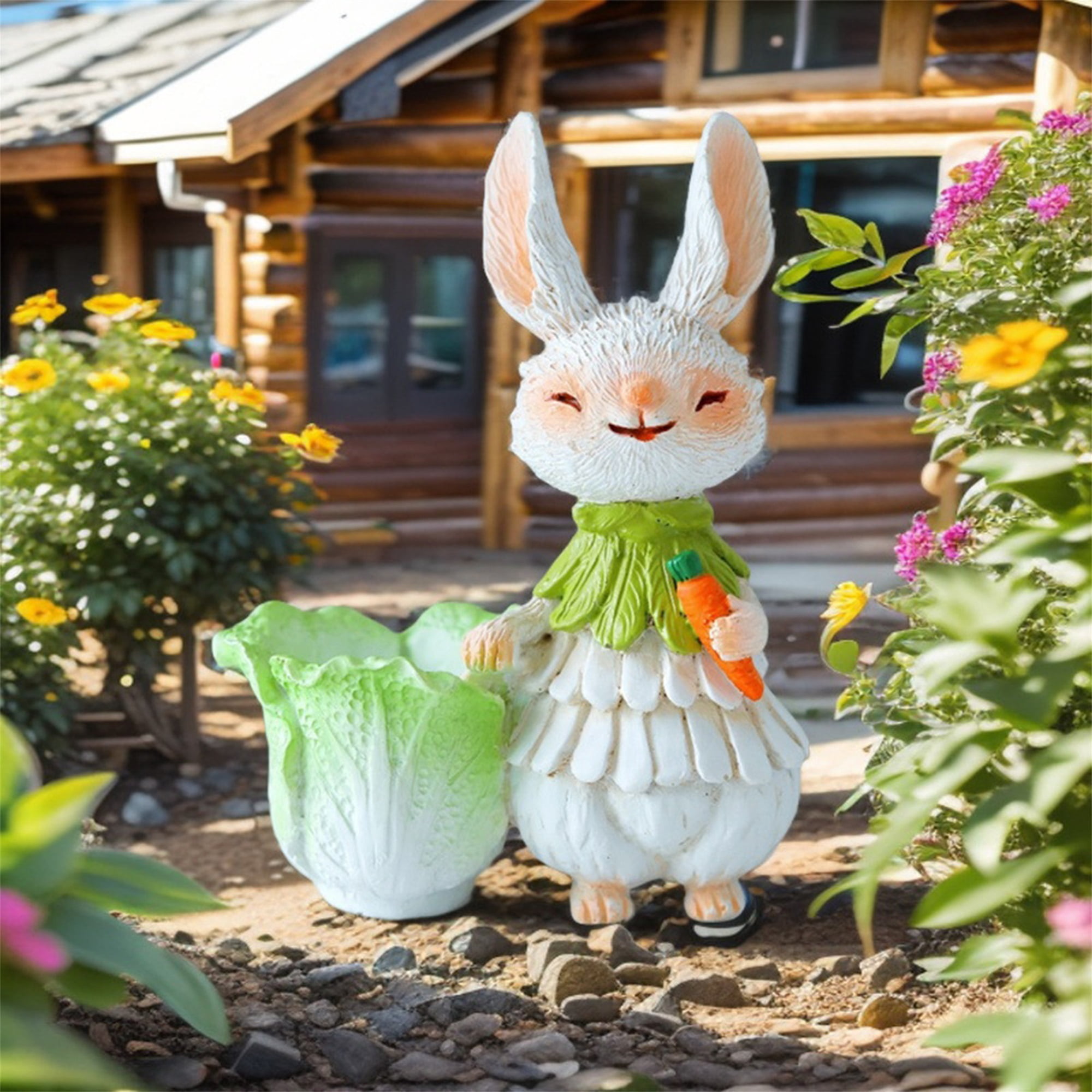 nvzhuang Easter Bunny Ornament, Outdoor Garden Sculpture Desktop Decoration Art Craft for Lawn Yard