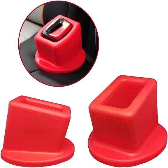 MELIVO Seat Belt Buckle Holder – Easy Access to The Buckles of Rear Seats - Plug The Seat Belt in with Only One Hand – Friendly to Kids, and Passengers with Special Needs (Red x2)