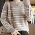 thumbnail image 6 of NTACZA Loose Fitting Womens Holiday Sweaters Striped Yellow Crewneck Sweater Pullover Knitted Pullover Jumpers for Women XL, 6 of 6