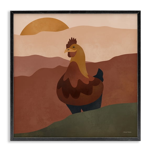 Stupell Industries Rustic Lodge Rooster in Nature Black Framed Giclee Art, 12 x 12, by Rachel Nieman