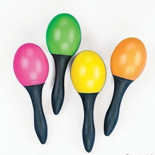 12 Plastic Neon Maracas Plastic Neon Fiesta Maracas (1 dz) [Toy]