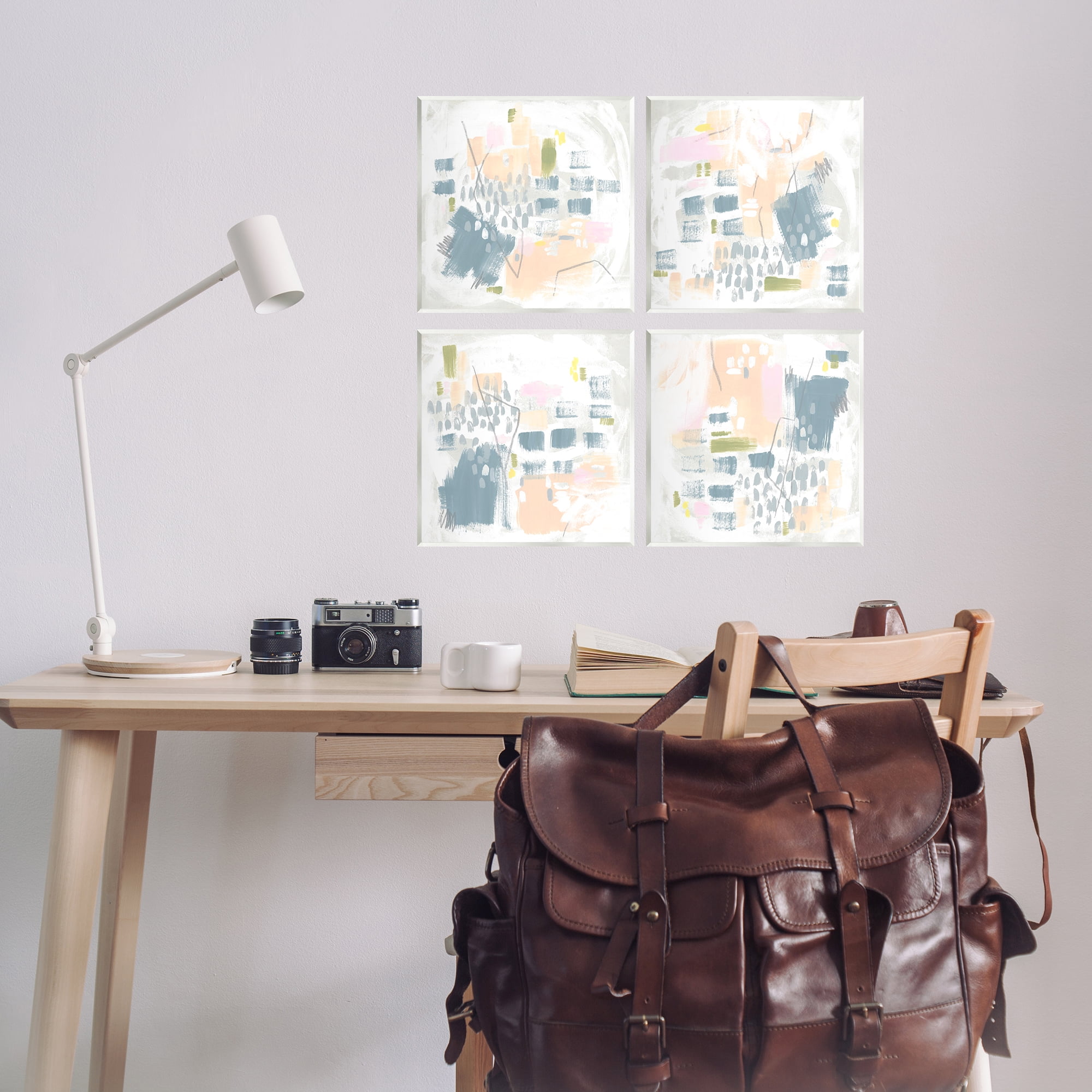 Stupell Industries Soft Chaotic Collage Abstract Painting Unframed Art Print Wall Art, 12 x 12, Set of 4