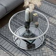 thumbnail image 4 of Gables 1-Shelf Metal Round Coffee Table, Chrome and Clear, 4 of 6