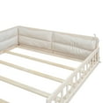 thumbnail image 4 of DreamBuck Upholstered Full Size Platform Bed with Guardrail and Pillow, Slats Support Wood Floor Bed for Teens Adults Boys/Girls, No Box Spring Needed, Beige, 4 of 7