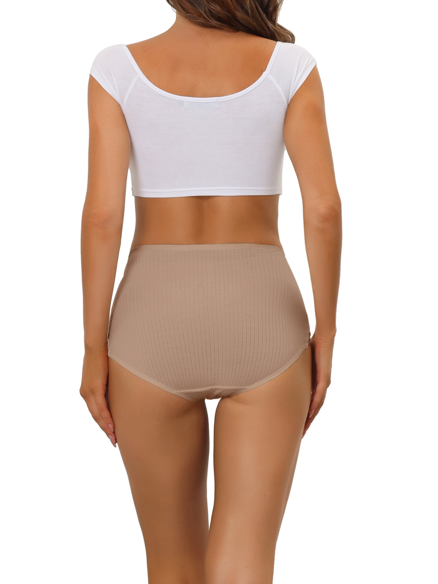 DARING DIVA Women's Ribbed High Leg Underpants Available In Plus Size M Camel