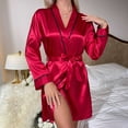 thumbnail image 2 of TFEOQRY Night Robe for Women Solid Color Sexy Tie Loungewear Nightgown Long Sleeved Sleepwear Pajamas Robe Red, 2 of 3