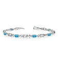 thumbnail image 1 of 10K White Gold Oval Blue Topaz and Diamond Bracelet, 1 of 3