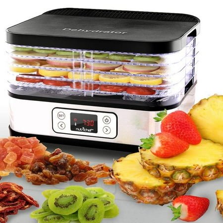 Dehydrator Stainless Steel Trays NutriChef PKFD32 - Compact Digital Food Dehydrator - Countertop Food Preserver with Multi-Tier Stackable Trays (Stainless Steel) ()
