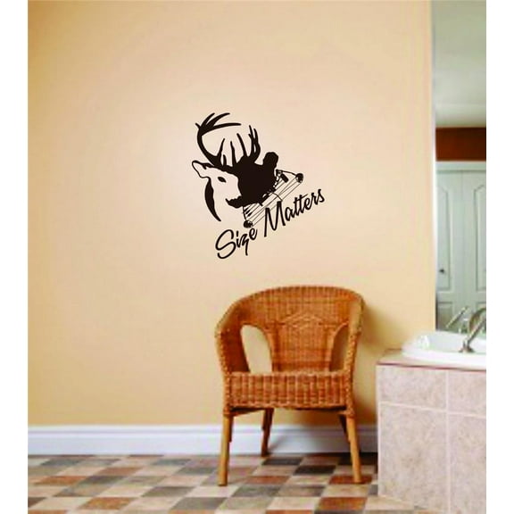 Custom Wall Decal Size Matters Wall With Animal Graphic Mens Bow & Arrow Hunting Deer Moose Buck Hunter Vinyl Decal 14 X 14 Inches