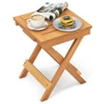thumbnail image 1 of Patiojoy Outdoor Folding Side Table Hardwood Patio Bistro Table w/ Slatted Tabletop & X-shaped Legs, 1 of 9