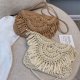 thumbnail image 5 of Bolso bandolera de paja de papel de moda, tejido a mano, para playa, vacaciones, bolso de hombro con borlas para mujer, marrón, 5 of 6
