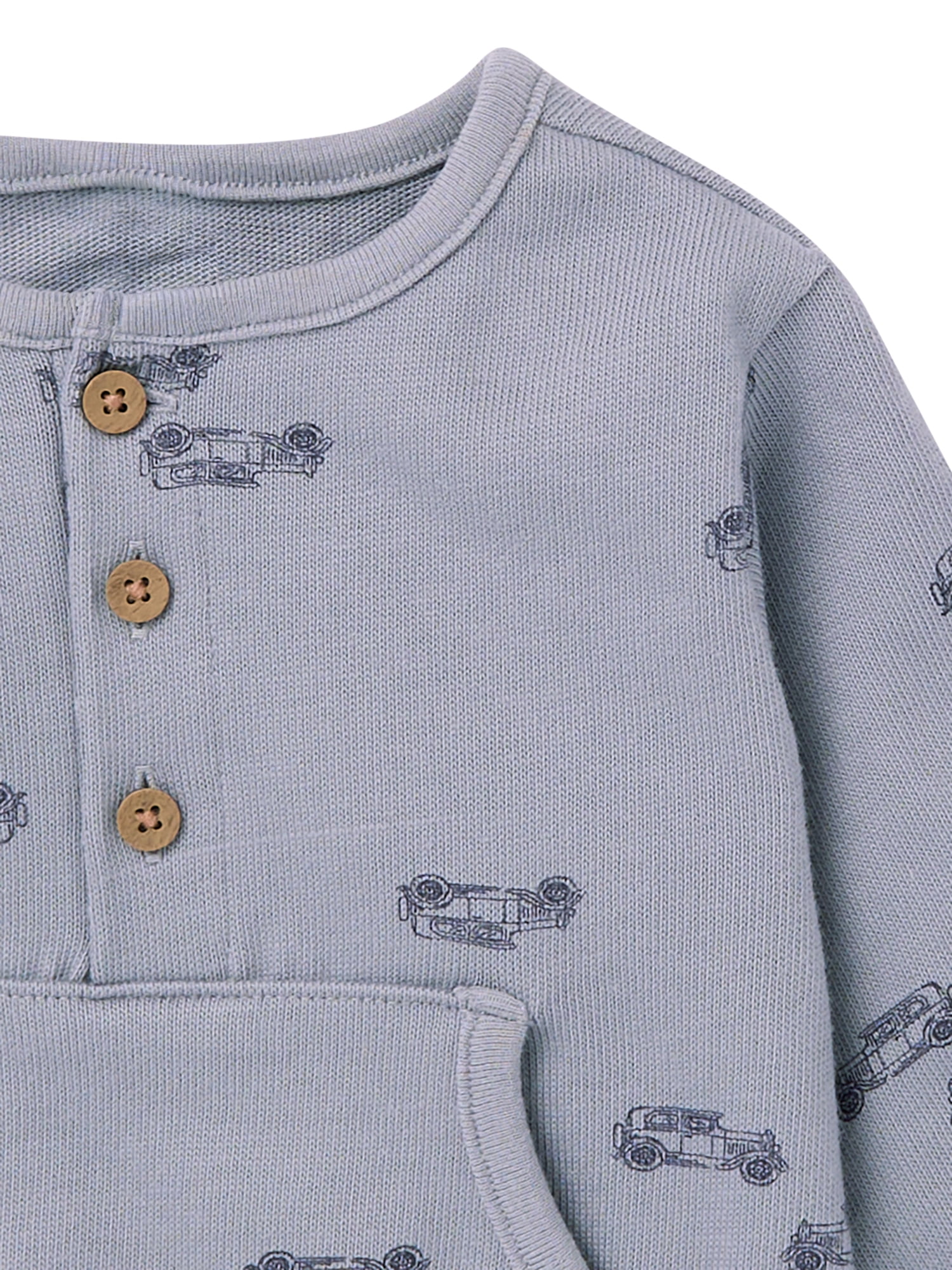 Modern Moments by Gerber Baby Boy Henley Dumpling Romper with Kanga Pocket, Sizes 0/3 Months - 24 Months