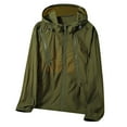 thumbnail image 2 of PiGOGI Men's Thin Sports Hooded Jacket Multibag Casual Loose Mountaineering Outdoor Long Sleeve Casual Outwear Army Green L, 2 of 6