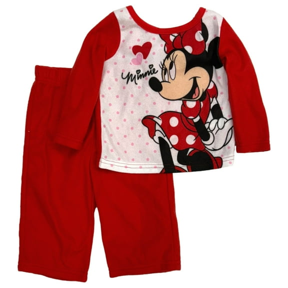 Disney Infant Girls Minnie Mouse Polka Dots Valentines Pajamas Sleep Set 12 Mo