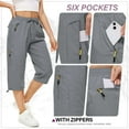thumbnail image 3 of FEN AI Capri Pant for Women Grey Cargo Pants for Fishing Hiking UPF 50+ Outdoor Summer Beach Shorts Loose Fit Casual Pants with Pockets, 3 of 9