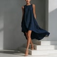 thumbnail image 3 of FRSASU Sleeveless Tank Dress for Women Round Neck Summer Solid Hem Flowy Vacation Casual Sundresses Blue, 3 of 5