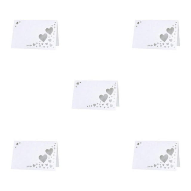 Baohd 50pcs/set Memorable Experience With Heart Hollow Name Place Cards Heart Hollowed Table Namecard white 5Set