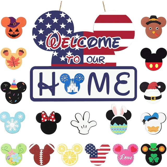 Letrero decorativo para puerta SUPYFD con forma de ratón con 18 iconos intercambiables