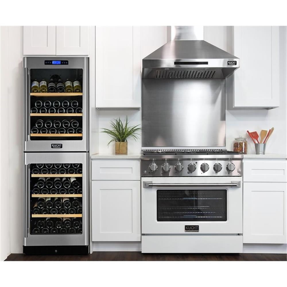 Pemberly Row 36" Modern Stainless Steel Natural Gas Range in White/Silver