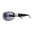 thumbnail image 3 of Womens Elegant Rimless Shield Wrap Luxury Designer Sunglasses Gold Black - Black, 3 of 4