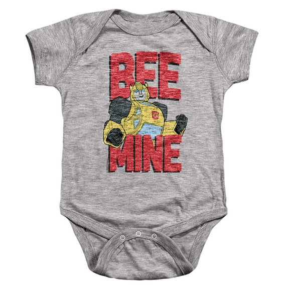 Transformers Valentine's Day Bumblebee Bee Mine Unisex Infant Snap Suit for Baby, Athletic Heather, Small