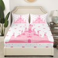 thumbnail image 3 of Girls Castle King Sheets Pink Castle Printed Sheet Sets for Girls Princess Style Fansty Bed Sheets Set Hand Drawn Soft Decor Bed Set for Bedroom Decor, 3 of 7