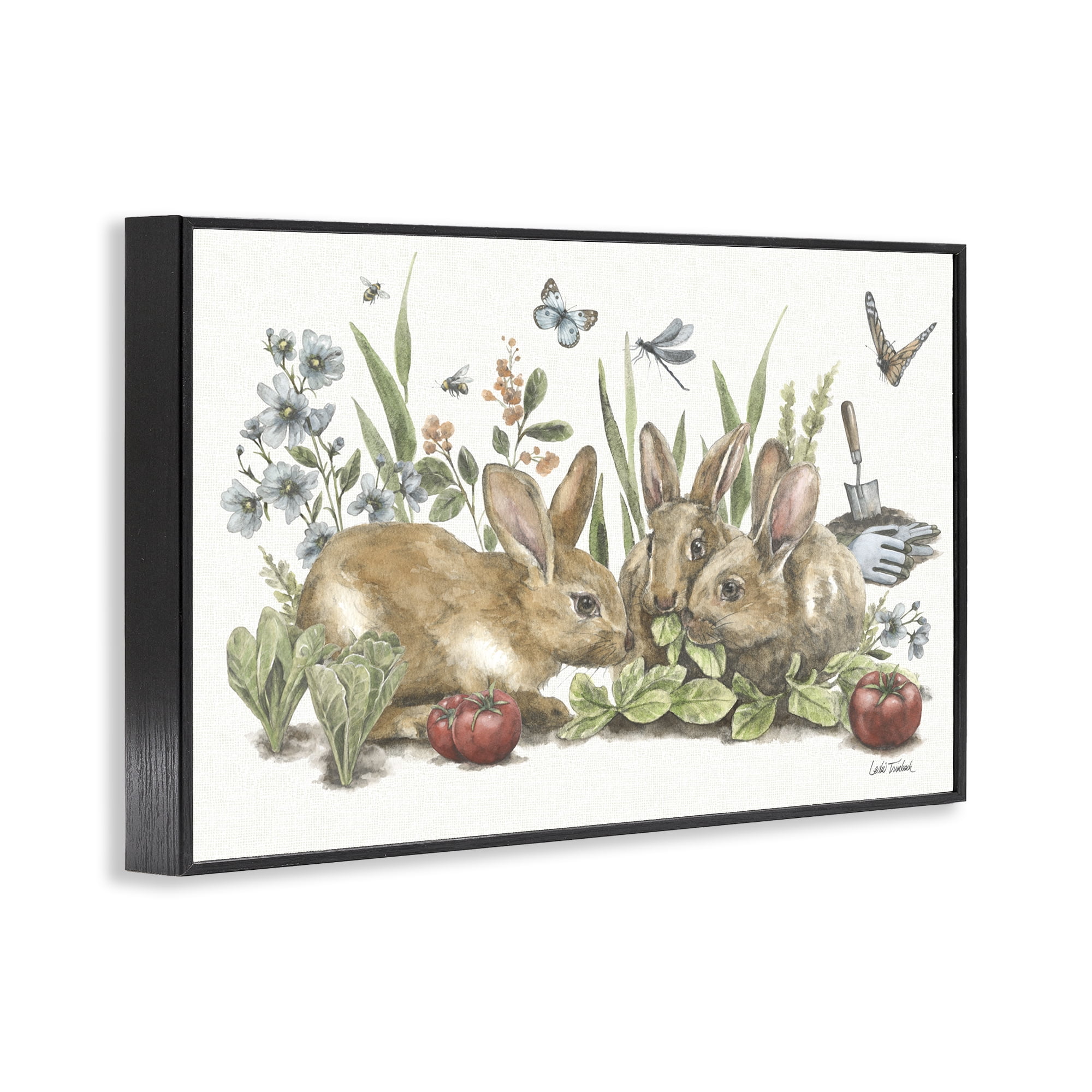 Stupell Industries Garden Patch Scene Botanical & Floral Painting Black Framed Art Print Wall Art, 30 x 20