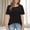 001_Black, variant on Ladies Tops and Blouses Solid Color Mesh Cutout Patchwork Breathable Round Neck Short Sleeve Tee Summer Tops