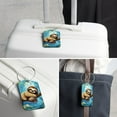 thumbnail image 6 of Sloth Square PU Leather Luggage Tags, 2 Pack, with Privacy Cover and Stainless Steel Ring - Suitable for Travel, Backpack, Handbag - Bag Tags, Handbag Tags, 6 of 7