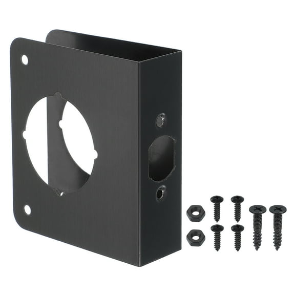 Uxcell Door Reinforcement Plate, Doors Reinforce Repair for Thick Door Door Knob Lock Latch Deadbolt Cover Plate Home Security Black 1-3/8"; 4-1/2"