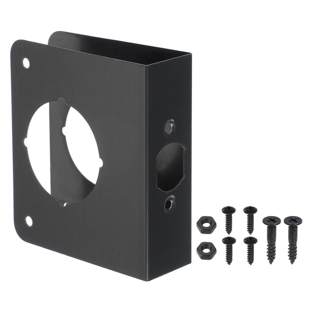 Placa de refuerzo para puerta Uxcell para reparación y refuerzo de puertas, 1 juego para puerta de 1-3/8" de grosor, tamaño 4-1/2", negro