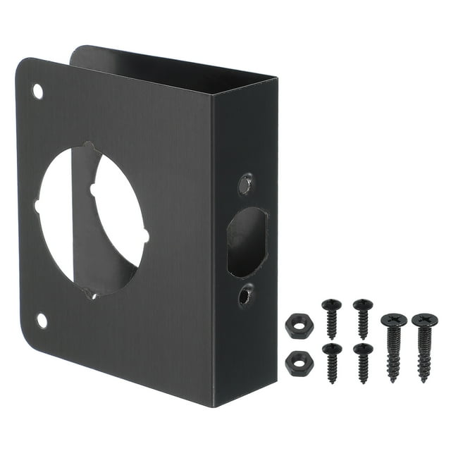 Placa de refuerzo para puerta Uxcell para reparación y refuerzo de puertas, 1 juego para puerta de 1-3/8" de grosor, tamaño 4-1/2", negro