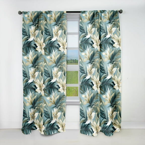 Designart "Neutral Tones Of The Coastal Tropics I" Tropical Blackout Curtain Panels
