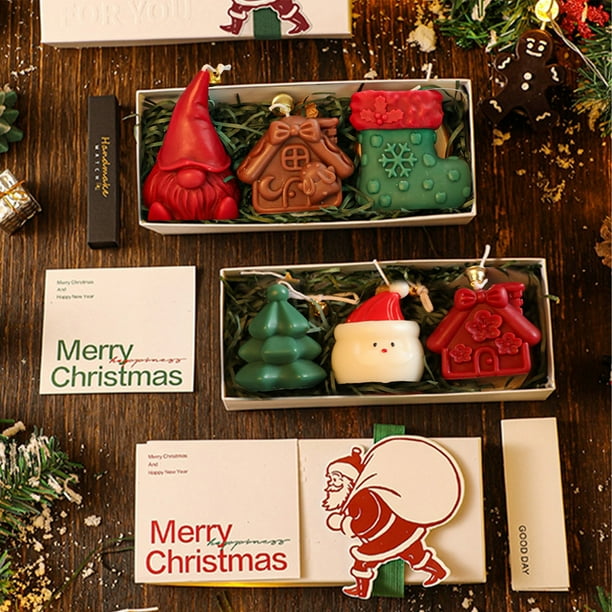 Vela aromática de árbol de Navidad y ciervo - Set de velas con aroma festivo para decoración y regalos