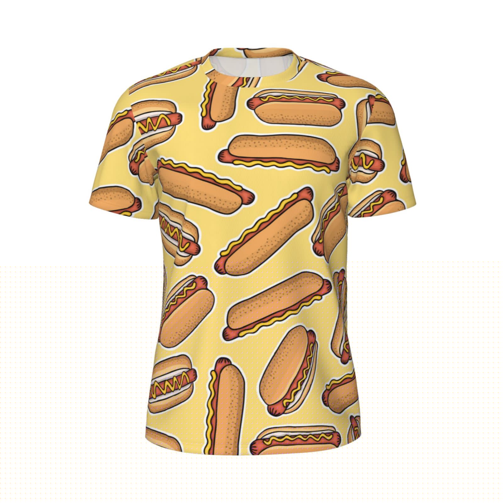 thumbnail image 5 of Wukai Hot Dogs Print Men's Short-Sleeved Mesh T-Shirt,Quick-Dry Short Sleeve Workout T-Shirt-Large, 5 of 8