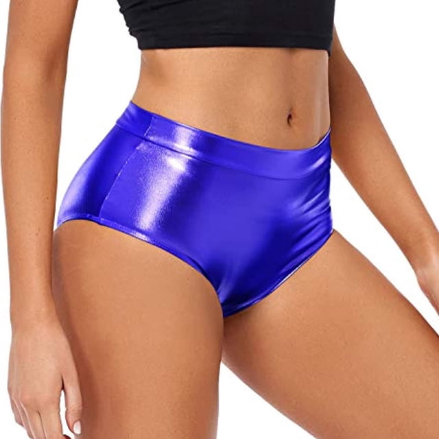 WILLBEST Shorts Métalliques Taille Haute pour Femmes Soirée Rave Clubwear Danse Hot Pants Soirée Mode