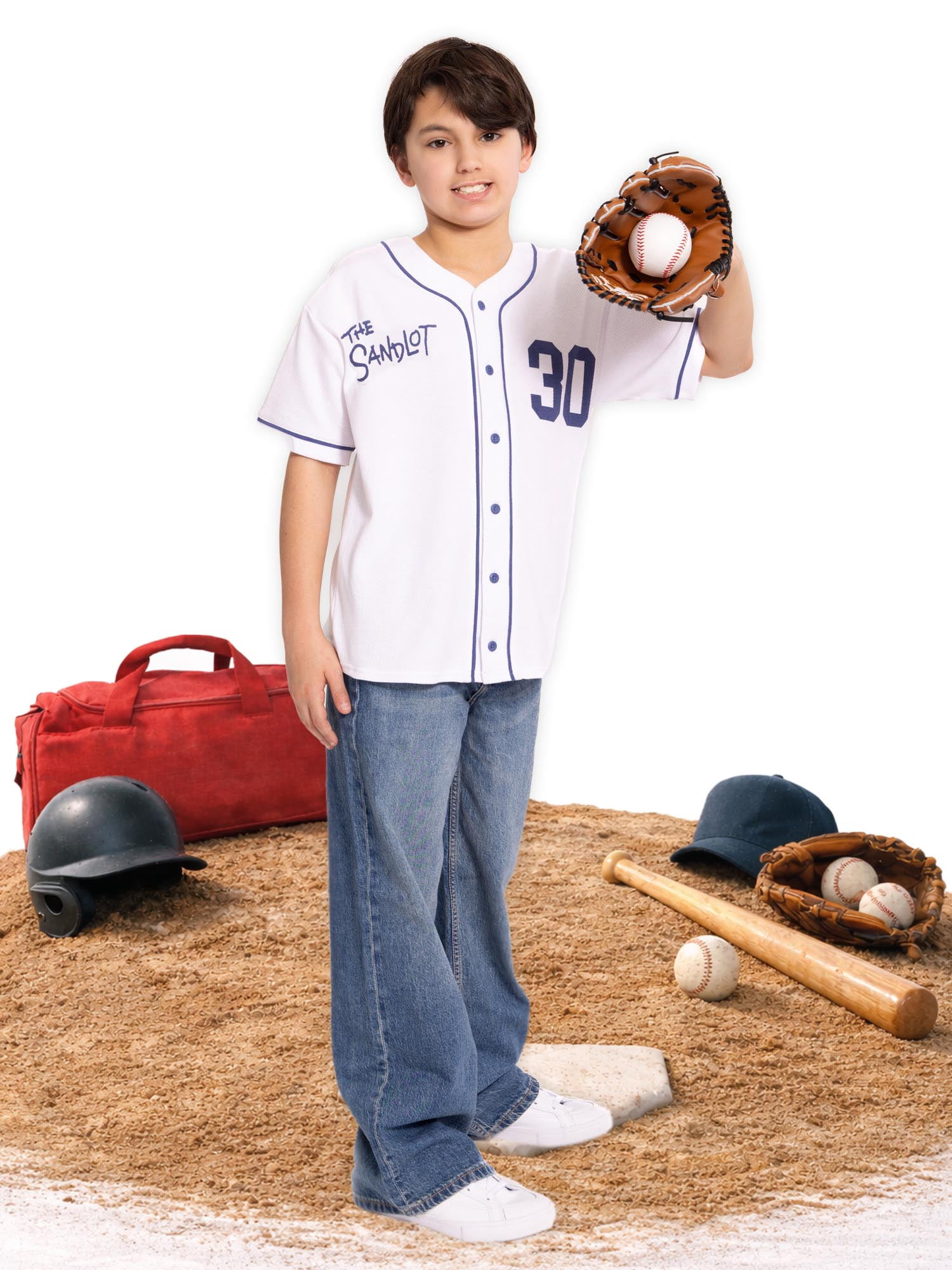 Sandlot Boys Short Sleeve Button Up Graphic Baseball Jersey, Sizes 4-18