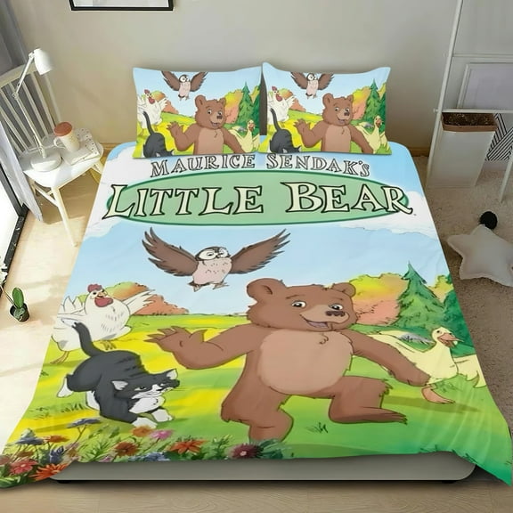 Little Bear Themed Bed Sheet Set Three Piece Set 36x75 Inches Comfortable And Skin Friendly Unique Design Creating A Star Studded Night