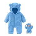 thumbnail image 4 of IVEYRTF Childrens Bear Babysuit Leggings Girls and Boys Winter Sweaters Hooded Jumpsuit Snow Suit for 1-18 Months(Blue,9-12 Months), 4 of 9